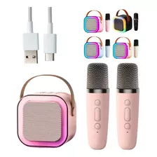 Bluetooth Caixinha De Som Karaokê C/ 2 Microfones Infantil 