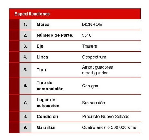 2 Amortiguadores Oespectrum Traseros I10 11/15 Foto 2