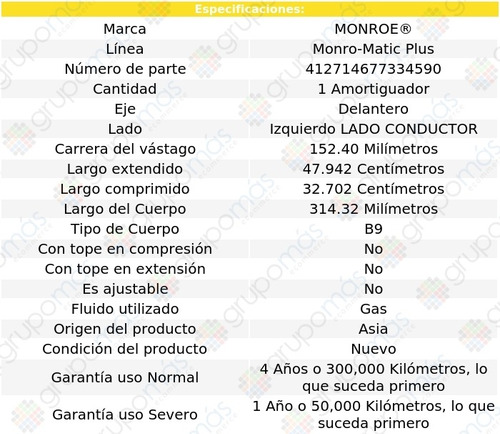 1 Amortiguador Conductor Del Monro-matic Plus Tercel 95-99 Foto 3