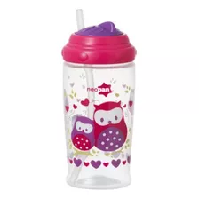 Copo Infantil Com Canudo Retrátil 360ml Rosa 0% Bpa 