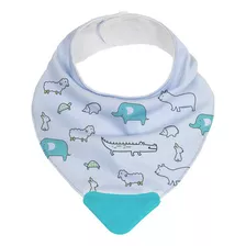 Bandana Babador Com Mordedor Animais Azul 15284 - Buba