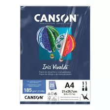 Papel Canson Iris Vivaldi A4 185g 25fls Cor Azul Marinho