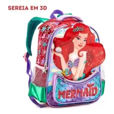 Mochila Sereia Infantil Feminina Escolar Costas Aulas