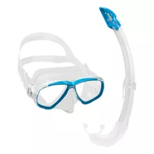 Kit Set Combo Mascara Snorkel Perla Mare Cressi Color Transparente/azul