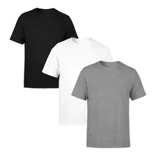 Kit 3 Camisetas Masculinas Slim Básica Algodão Premium 