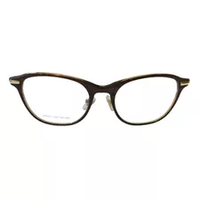 Armação Óculos Fit R0105 Acetato Marrom E Dourado Redondo