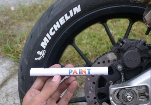 1 Plumon Pintura Blanco Letras Llantas Auto Moto Bici Full Foto 3