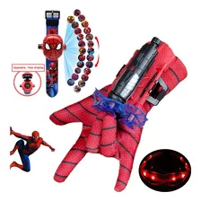 Spiderman Lanza El Juguete Cosplay+reloj Infantil 3d