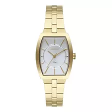 Relógio Orient Feminino Lgss0059 S1kx Dourado Quadrado Cor Do Fundo Prateado