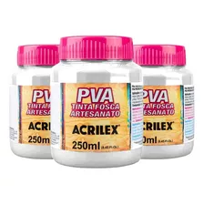 Tinta Artesanato Pva Acrilex Fosca Branca Kit 3 Un 250 Ml 