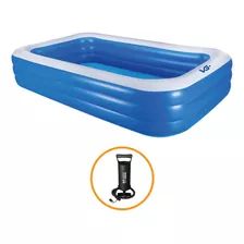 Piscina Inflável Retangular Azul 1.500 Litros Com Bomba Vg+