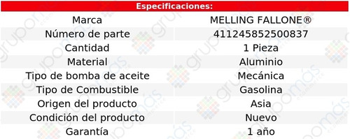 1 Bomba Aceite Scirocco 4 Cil 1.8l 85 Melling Fallone Foto 2