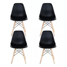 Cadeira De Jantar Decoração Moderno Eames Casa Laura Cor Preto 4 Unidade