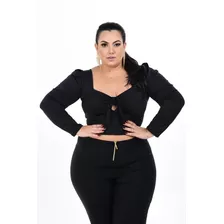 Cropped Blusinha Plus Size Verão Plus Rosa Soul