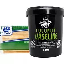 Kit Vaselina Mboah Coconut Tattoo 440g + 100 Palitos Madeira