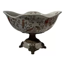 Vaso Centro De Mesa Em Porcelana E Bronze Europeu Lindíssimo