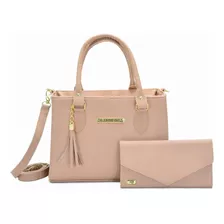 Kit Bolsa E Carteira Feminina Nude Bege