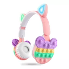 Auriculares Infantiles Bluetooth Pop It Con Orejas Y Luces 