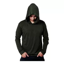 Playera Manga Larga Calada Stretch Delgada Con Gorro.