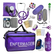 Kit Enfermagem Aparelho Pressao Esteto Duplo Bolsa Completo