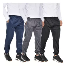 Kit 3 Calça Lisa Moletom Masculina Sport Academia Treino