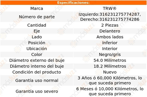 2- Horquillas Delanteras Inf Int Laguna 2004/2006 Trw Foto 2