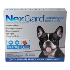 Nexgard De 4,1 A 10 Kg - 3 Tabletes - Original