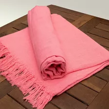 Manta Para Sofá Tipo Capa Sofá Em Algodão Xale - Cor Rosa