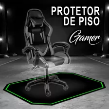 Tapete Protetor Piso Cadeira Gamer Borda Verde 120x85cm