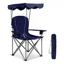 Gymax Canopy Camping Chair, Silla Deportiva Plegable Con Par