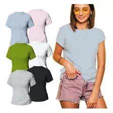 Pack De Remeras Mujer X4 Manga Corta Lisa Algodón - M Al Xxl