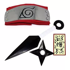 Kit Naruto - Kunai Naruto + Shuriken + Bandana Folha K187