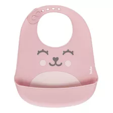 Babador Ajustável De Silicone Com Cata Migalhas Rosa Buba