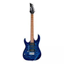 Guitarra Eléctrica Para Zurdo Ibanez Rg Gio Grx70qa De Álamo Transparent Blue Burst Con Diapasón De Amaranto