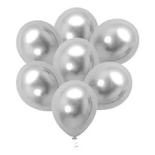 25 Unid Balão Bexiga Cromado Metalizado Alumínio 5 Pol Prata