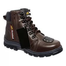 Bota Motociclista Bootsland Fecho Ziper Masculina Couro Top!