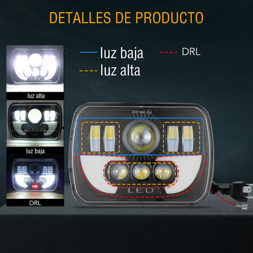 Bbb Par De Faros Led De 7x6 Pulgadas Para Nissan D21 Pickup Foto 5