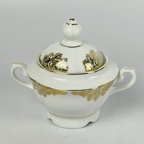 Jogo Chá Porcelana Porcelana Mauá Dourado Vintage 4 Peças Branco Dourado 5