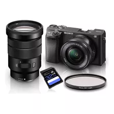 Kit Sony A6400 Mirrorless + Lentes Sony E 16-50mm E Pz 18-10 Cor Preto