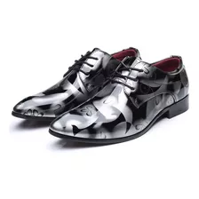 Zapato De Charol Negro Shoes Estampado Piel Artesanal