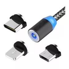 Cabo Usb Carregador Magnético Plug Imã Rápido 3 Em 1