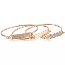 Guess 3 Piece Tension Id Pulsera Brazalete Oro Rosa