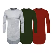 Kit 3 Camiseta Camisa Blusa Longline Oversized - Atacado C2
