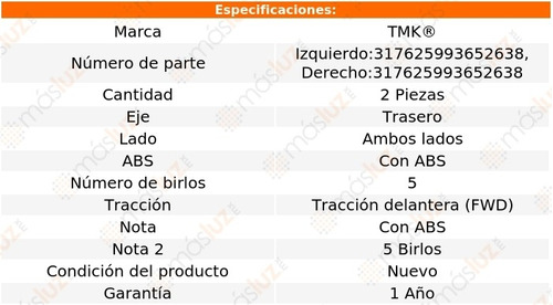 2- Mazas Traseras Con Abs Aztek 3.4l V6 2001/2005 Tmk Foto 2