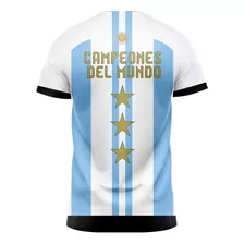 Camiseta Sublimada Argentina Campeón Del Mundo 3 Estrellas 