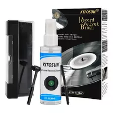 Kit Limpiador Discos De Vinilo Con 3 Cepillos Spray Estuche