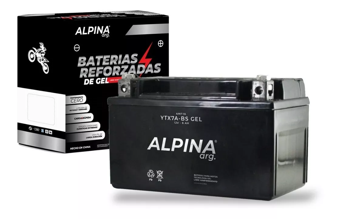 Bateria Alpina Ytx7a-bs Gel Zanella Styler Mondial Md