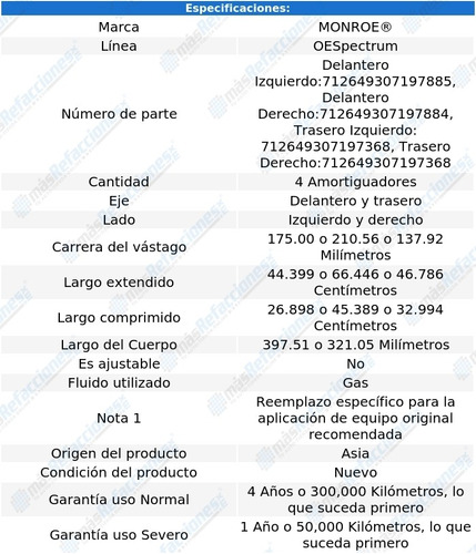 Jgo 4 Amortiguadores Gas Oespectrum Corsa 02-08 Foto 3