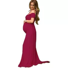 Vestido Maxi Fotográfico De Maternidad Con Abertura En Chiff