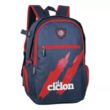 Mochila San Lorenzo Producto Oficial Escolar Azul Con Rojo